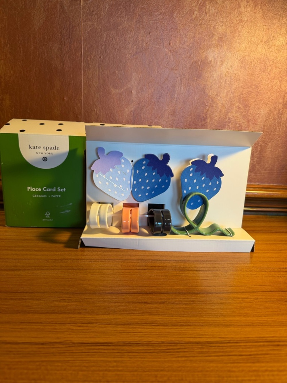 New Kate Spade New York Target Strawberry Place Card Set Ceramic Paper 20 Piece